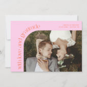Love and Gratitude Orange Pink Wedding Photo Dankeskarte (Vorderseite)