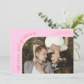 Love and Gratitude Orange Pink Wedding Photo Dankeskarte (Stehend Vorderseite)