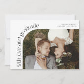 Love and Gratitude White Wedding Photo Dankeskarte (Vorderseite)