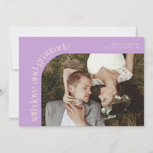 Love and Gratitude Wisteria Wedding Photo Dankeskarte (Vorderseite)