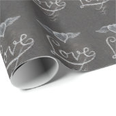 Love and Heart in Chalk Chalkboard Geschenkpapier (Rolleneckpunkt)