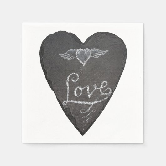 Love and Heart in Chalk Chalkboard Serviette (Vorderseite)