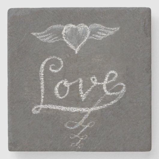 Love and Heart in Chalk Chalkboard Steinuntersetzer (Vorderseite)