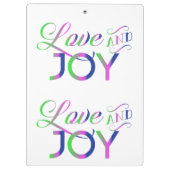 Love And Joy Colorful Klemmbrett (Rückseite)