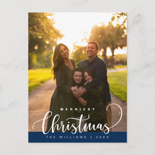 Love and Joy, Merry Christmas Family Photo Postkarte (Vorderseite)