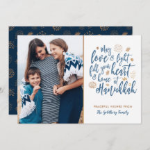 Love and Light Hanukkah Foto Flat Card