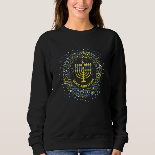 Love And Light Hanukkah Jew Menorah Jewish Chanuka Sweatshirt (Vorderseite)
