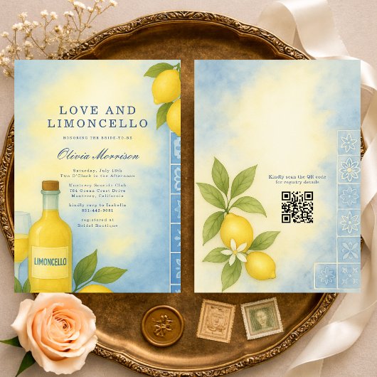 Love and Limoncello Italian QR Code Bridal Shower Einladung