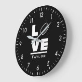 Love And Live Ice Hockey Sports Fan Custom Name Große Wanduhr (Winkel)