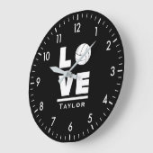 Love And Live Volleyball Sports Fan Custom Name Große Wanduhr (Winkel)