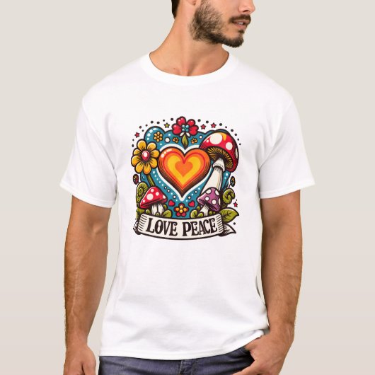 Love and Peace Heart – Inspirational T-Shirt (Vorderseite)