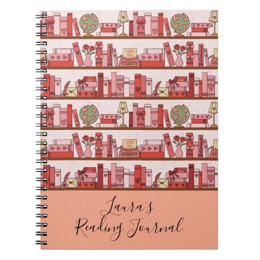 Love and Romance Bookshelf Reading Journal Notizblock (Vorderseite)