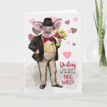 Love and Romance Funny Hipster Pig Hog Wild