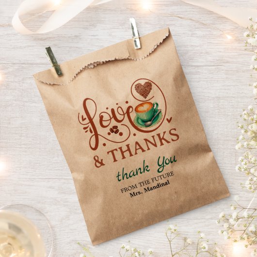 Love and Thanks Bridal Shower Wedding Coffee Theme Geschenktütchen (Ausgeschnitten)