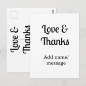 Love and thanks business name text message postkarte (Vorne/Hinten)