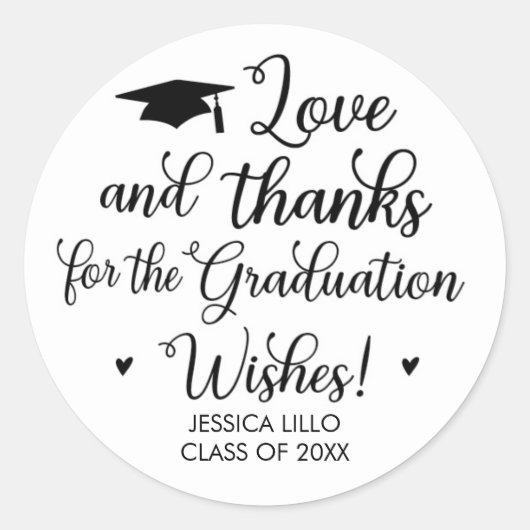 Love and Thanks Graduation Party Favor Sticker (Vorderseite)