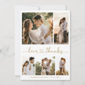 Love and Thanks Heart Script Photo Collage Wedding Dankeskarte (Vorderseite)