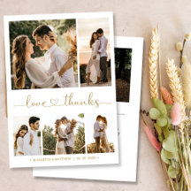 Love and Thanks Heart Script Photo Collage Wedding