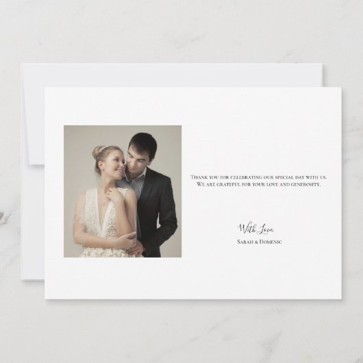 Love and Thanks Minimal script heart photo pink Dankeskarte (Rückseite)