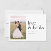 Love and Thanks Minimalist Chic Photo Wedding Dankeskarte (Vorderseite)
