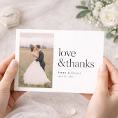 Love and Thanks Minimalist Chic Photo Wedding Dankeskarte