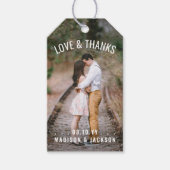 Love and Thanks Modern 2 Photo Wedding Thank You Geschenkanhänger (Vorderseite)