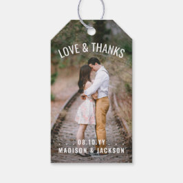 Love and Thanks Modern 2 Photo Wedding Thank You Geschenkanhänger