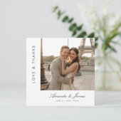 Love and Thanks | Modern Typography Wedding Square Dankeskarte (Stehend Vorderseite)