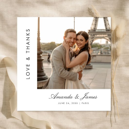 Love and Thanks | Modern Typography Wedding Square Dankeskarte