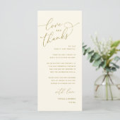 Love and Thanks, Wedding Dinner Thank You Card Programm (Stehend Vorderseite)
