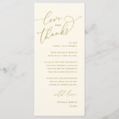 Love and Thanks, Wedding Dinner Thank You Card Programm (Vorderseite)
