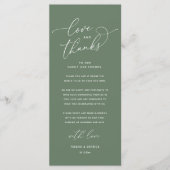Love and Thanks, Wedding Dinner Thank You Card Programm (Vorderseite)
