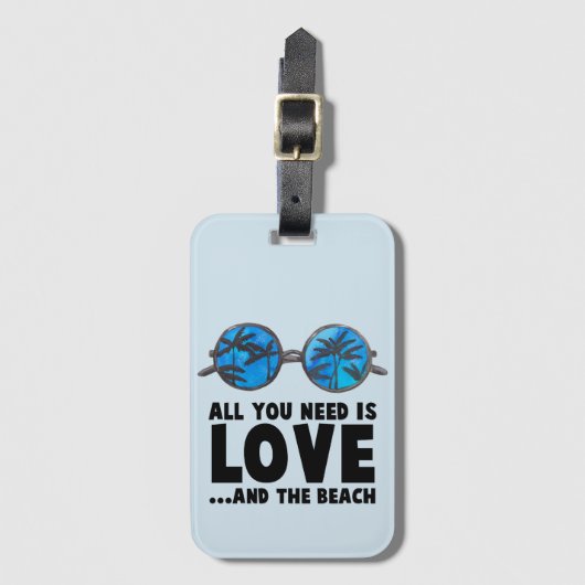 Love and the Beach Typography Gepäckanhänger (Vorderseite Vertikal)