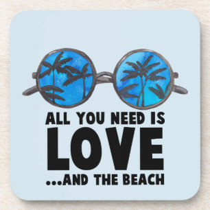 Love and the Beach Typography Getränkeuntersetzer