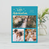 Love Appreciation Wedding Multi Photo Aqua Blue Dankeskarte (Stehend Vorderseite)