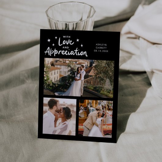 Love Appreciation Wedding Multi Photo Black Dankeskarte