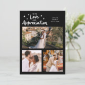Love Appreciation Wedding Multi Photo Black Dankeskarte (Stehend Vorderseite)
