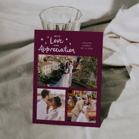 Love Appreciation Wedding Multi Photo Cranberry Dankeskarte