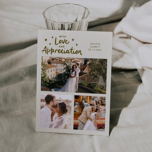 Love Appreciation Wedding Multi Photo Cream Dankeskarte