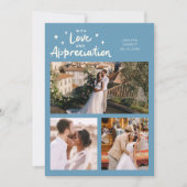 Love Appreciation Wedding Multi Photo Denim Blue Dankeskarte (Vorderseite)