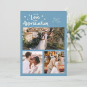 Love Appreciation Wedding Multi Photo Denim Blue Dankeskarte (Stehend Vorderseite)