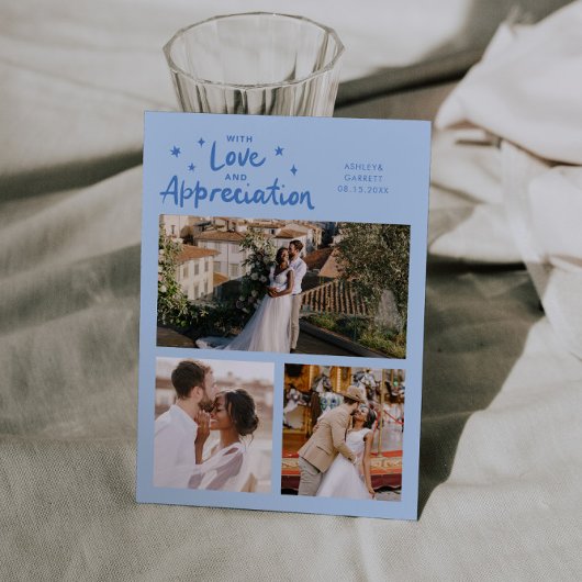 Love Appreciation Wedding Multi Photo Icy Blue Dankeskarte