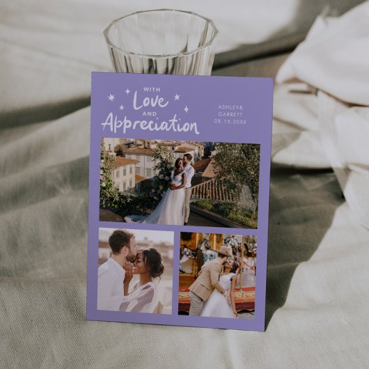 Love Appreciation Wedding Multi Photo Lilac Dankeskarte