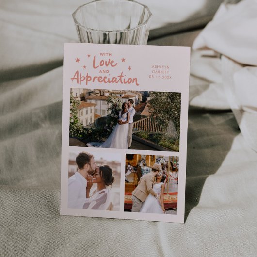 Love Appreciation Wedding Multi Photo Peach Dankeskarte