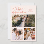 Love Appreciation Wedding Multi Photo Peach Dankeskarte (Vorderseite)