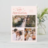Love Appreciation Wedding Multi Photo Peach Dankeskarte (Stehend Vorderseite)