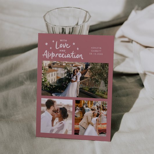 Love Appreciation Wedding Multi Photo Pink Dankeskarte