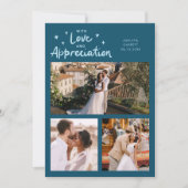 Love Appreciation Wedding Multi Photo Teal Dankeskarte (Vorderseite)
