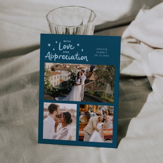Love Appreciation Wedding Multi Photo Teal Dankeskarte