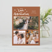 Love Appreciation Wedding Multi Photo Terracotta Dankeskarte (Stehend Vorderseite)